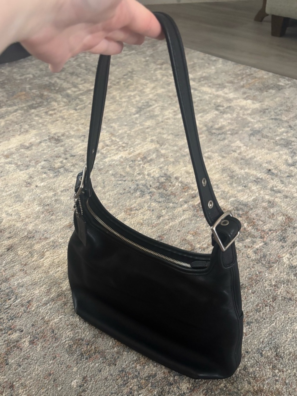 Coach Classic Black Leather Shoulder Bag